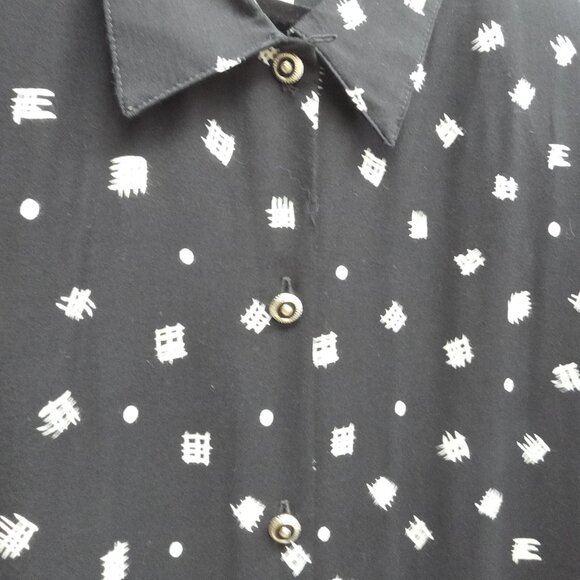 Vintage Caliche Collection Shirt Womens 18W Black White Rayon Button Up 90s USA - Picture 4 of 10